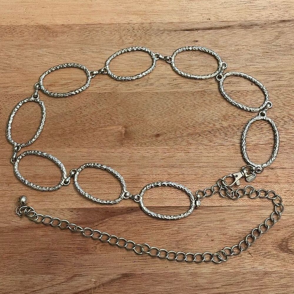 large oval chain belt silver